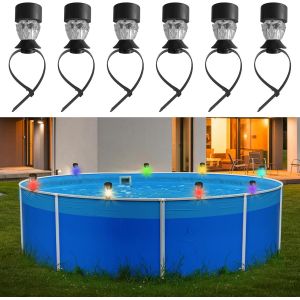 Asfasfq-Lot De 6 Éclairages Solaires De Bassin - Éclairage De Piscine - Éclairage De Clôture Solaire - Éclairage De Piscine Sous-Marin - Couleur Led - Pour Décoration De Piscine, Jardin, Clôture, Esc - Neuf