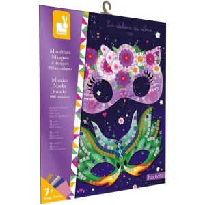 KALANKA-- Pochette Mosaïques Masques - les Ateliers du Calme - Kit Loisir Créatif Enfant - Apprentissage Motricité fine et Concentration - dès 7 ans, J07956, violet, vert, jaune - Neuf