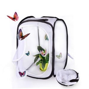 Maison pour Papillons Pliable 30x30 cm, Filet Respirant pour &Eacute;levage d'Insectes, Cage Transparente avec Ouverture &agrave; Glissi&egrave;re, Id&eacute;al pour Activit&eacute;s Nature en Famille ou en Classe pour Enfants - Neuf