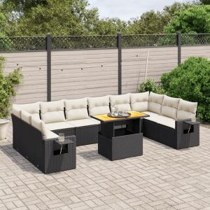 Prolenta Premium - Salon De Jardin 11 Pcs Avec Coussins Noir R&eacute;sine Tress&eacute;e - Neuf