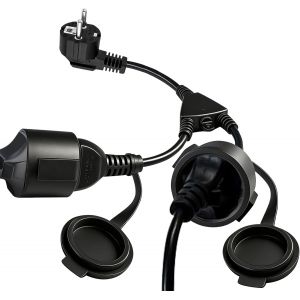 Double prise pour prise de courant, &eacute;tanche IP44, double prise 250 V/16 A, multiprise rallonge, convient pour le bureau et la maison, l'ext&eacute;rieur, couleur noire - Neuf