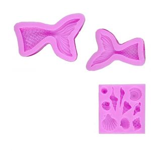 Moule De Sirène, Moule À Gâteau En Silicone, Lot De 3 Moules À Coquillages Et Moule À Queue De Sirène Pour Décorer Des Gâteaux, Du Chocolat, Des Bonbons, De La Pâtisserie, Etc. - Neuf