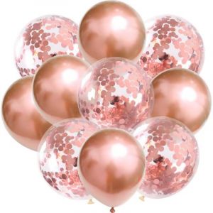 50 Morceaux de Ballons, Anniversaire, Ballons, 50PCS Ballons (25 Or Rose et 25 des Confettis, Ballons), Anniversaire Ballons pour Anniversaire/Mariage/Partie/Décorations de Noël, d - Neuf