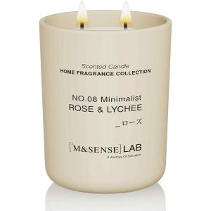 Bougie Naturelle &agrave; la Cire de Soja|Rose Lychee|470g|Bougie Parfum&eacute;e Minimaliste pour D&eacute;tente,Cadeaux,D&eacute;coration Int&eacute;rieure|Chambre,Bureau,Petites F&ecirc;tes - Neuf