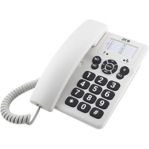 TLP-Original u2013 Téléphone filaire de bureau ou mural, avec de grandes touches et facile à utiliser, 3 mémoires directes, volume de sonnerie extra élevé, fonction de recomposition - Blanc - Neuf