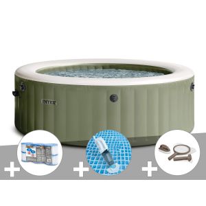 Kit spa gonflable Intex PureSpa Olive rond Bulles 4 places + 6 filtres + Aspirateur + Kit d'entretien - Neuf