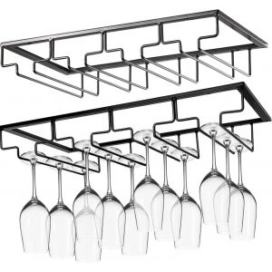 2 Pi&egrave;ces Porte-Verres &Agrave; Pied Suspendu,4 Rangs Support Pour Verre &Agrave; Vin En M&eacute;tal Suspendu Support De Verre &Agrave; Vin Pour La Maison,La Cuisine,Le Bar,Le Restaurant - Neuf