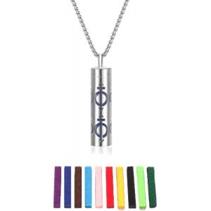 Kal-Collier D'huiles Essentielles Pour Femmes, Collier Pendentif D'aromathérapie En Acier Inoxydable Avec 10 Tampons En Feutre, Cadeau De Bijoux D'huiles Essentielles Pour Femmes Et Hommes (F) - Neuf