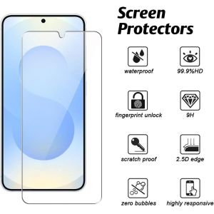 KWEX-Coque pour Samsung Galaxy S25 5G avec 1 Pièce Protection Écran en Verre Trempé, Housse PU Cuir à Rabat Flip, Étui Support et Portefeuille Fonction (Vert) - Neuf