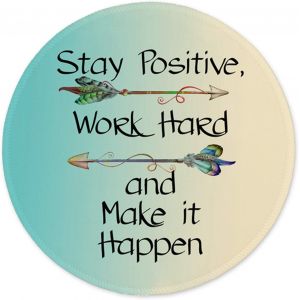 Tapis De Souris Rond, Tapis Souris Pour Ordinateur Pc Bureau Portable, &Eacute;tanche Surface Lisse, Base Antid&eacute;rapante En Caoutchouc, Avec Bord Cousu, Citation Inspirante - Neuf