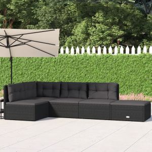 Prolenta Premium - Salon De Jardin 5 Pcs Avec Coussins Noir R&eacute;sine Tress&eacute;e - Neuf