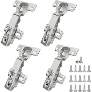 Lot de 4 charni&egrave;res pour porte de placard,Charni&egrave;re avec Amortisseur,Charni&egrave;res standard pour les quincailleries facile &agrave; installer.utilis&eacute;es pour les armoires de cuisine et les armoires. - Neuf