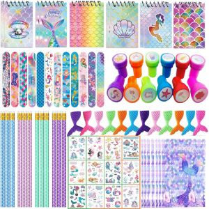 Mevronisshop-Cadeaux Anniversaire Enfants Invit&eacute;s Sir&egrave;ne,84 Pi&egrave;cescadeau Pour F&ecirc;te Sir&egrave;nes,Sirene Fille Pinata Anniversaire Avec Carnet Crayon Gomme Bracelets Tampons Enfants Tatouages - Neuf