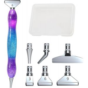 Ayuhr-Ensemble De Stylos De Peinture Diamant, Accessoires Et Outils De Fabrication Artisanale De Peinture Diamant 5d, Avec 6 Embouts De Remplacement Pour Stylo Perceuse En Métal + Boîte De Rangement - Neuf