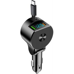 Cmjaagur-3 En 1 Retractable Chargeur Voiture, 75w Allume Cigare Usb Charge Rapide, 30w Pd3.0+22.5w Qc3.0+22.5w Chargeur Voiture Usb C, Avec Voltmètre Led, Pour Les Smartphones, Tablettes, Et[M1202] - Neuf