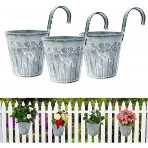 ERYI-6 Pièces Pots De Fleurs À Suspendu En Fer, Pots De Plantes En Métal Style Vintage Avec Crochets, Seau De Plante Fleurs Pour Décotation Balcon Jardin Extérieur Intérieur Mural Clôture - Neuf