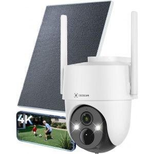 ChenQuanSarl-4K 8Mp Camera Surveillance Wifi Exterieure Sans Fil Solaire, À Panneau Solaire 6W, Vision Nocturne Couleur 4K, Reconnaissance Par Ia, Détection Humaine Pir, 355°P 90°T - Neuf