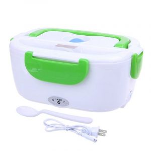 Boîte À Lunch Chauffante Électrique Verte 2 En 1 Pour Voiture/Camion Et Bureau 220 V Et 12 V 40 W, Bol Chauffant En Acier Inoxydable 1,5 L Sans Couteau Ni Fourchette - Neuf