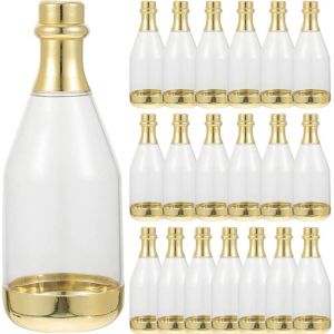 Lbgwp60-Lot De 20 Mini Bouteilles De Champagne En Plastique Transparent Métallisé, En Forme De Bouteille De Champagne Pour Mariage, Fête Prénuptiale, Fête Prénatale, Noël (Doré) - Neuf