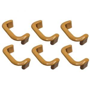 6x Poignée de meuble entraxe 64mm plastique placard porte cuisine armoire tiroir, marron chêne - Neuf