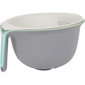 JEXNOVASHOP-Ustensiles de Cuisine &iquest; Set 2 Bols et Passoire Bol alimentaire Saladier - Economique - 2 en 1, Gris - Neuf