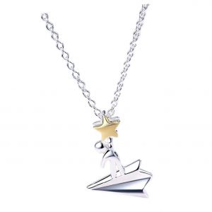 Collier Pendentif Avion En Papier Pour Femme, Cha&icirc;ne Esth&eacute;tique, Motif Avion En Papier, Anniversaires - Neuf