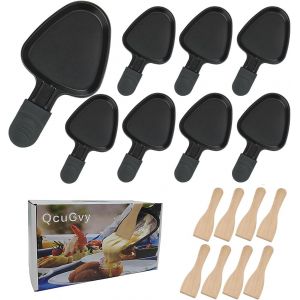 NouvelHorizonstore-Poelon Raclette 8PCS Poelon Raclette Triangleavec avec Rev&ecirc;tement anti-adh&eacute;sif avec Poign&eacute;e Isol&eacute;e et 8 Pelle, Pour Omelette au Fromage Fondu - Neuf