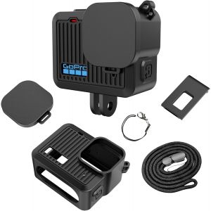 Coque pour GoPro Hero 2024 Étui de Protection en Silicone Noir Case avec Cache d'objectif en Caoutchouc + Cache d'objectif pour Go Pro Hero 2024 - Neuf
