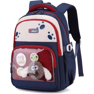 Checarzhn--No1-Sac À Dos Pour Enfants, Respirant Cartable Primaire Garcon De 6 À 9 Ans, Imperméable En Nylon Sac D'école Pour Garcons Maternelle Avec Ours Mignon Et Badges - Neuf