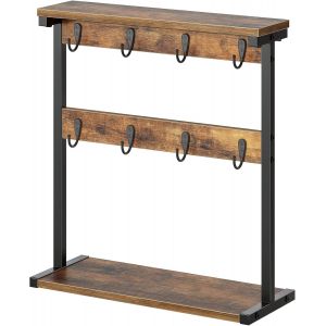 Mevronisshop-Porte Tasses, Porte Mugs Suspendu, Avec Large Base De Rangement, Porte Tasses Cafe, Support De Tasse Bois, Peut Contenir 8 Tasses, Pour Cuisine, Salon, Marron Rustique Et Noir Xmh43br - Neuf