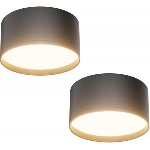 Subzonal-2pcs 18w Led Spot De Plafond Rond, 1029lm Plafonnier Spot En Saillie, Spot Plafonnier 3000k Blanc Chaud, Moderne Lampe De Plafond Aluminium, Pour Salon Salle De Bain, Ip20, 60x120mm, Noir - Neuf