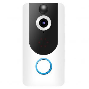 Sonnette video intelligente sans fil 1080p 2MP HD, Wi-Fi, camera de securite PIR, sans batterie (blanc) - Neuf