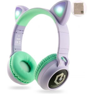 Casque Enfant Bluetooth,Casque Audio sans Fil pour Enfants,Bluetooth 5.0 Confortable Pliable Casque avec Micro intégré,Volume limité à 85db,Réglable,Micro SD Carte Slot,Lumières LED.[D187] - Neuf