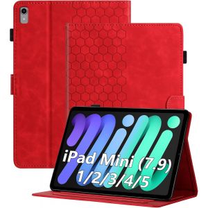 Kal-Coque Pour Ipad Mini 5 4 3 2 1, Étui Pour Ipad Mini 7,9 Pouces, Avec Fine Folio Protecteur Tablette Housse De Protection En Cuir Pu Avec Support, Rouge - Neuf
