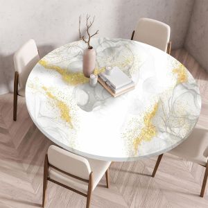 Nappe Ronde 150 Cm Avec Bord Élastique, Impermeable Nappe Anti Tache Lavable Exterieur Nappe De Table Pour Cuisine Jardin (Pour Le Tableau 140-145 Cm) - Neuf