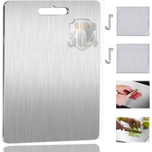 Planche &Agrave; D&eacute;couper En Titane 304 Double Face De Qualit&eacute; Alimentaire - Planche &Agrave; D&eacute;couper En Titane - Planche &Agrave; D&eacute;couper En M&eacute;tal Pour Viande, Pain, L&eacute;gumes, Fruits - Neuf