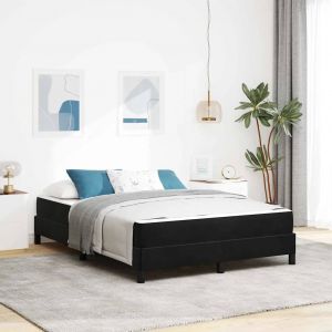 vidaXL Lit &agrave; ressorts avec matelas Noir 160 x 210 cm tissu - Neuf