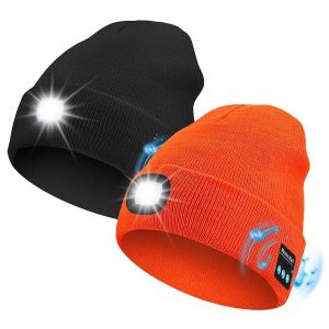 Bluetooth Bonnet Avec De La Lumi&egrave;re, Rechargeable Par Usb Led Projecteur Chapeau D'hiver, De No&euml;l Stuffers Pour Des Femmes Des Hommes - Neuf