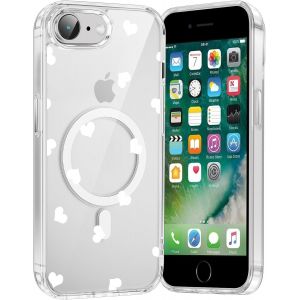 Kal-Coque Magnétique Pour Iphone 8/7/Se 2020/Se 2022 4,7"", Compatible Avec Magsafe, Transparente Fille Etui Avec Aesthetic Motif Coeur Dessin, Souple Silicone Tpu Case Antichoc Protection Housse - Neuf