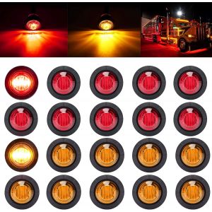 3/4"" Rond Led Feux De Position Latéraux, Avant À L'arrière, Des Clignotants, Imperméable À L'eau De Feux Arrière Pour Remorque, Camion, Voiture, Bus, Van, Pick-Up, De Caravanes, De Vtt, De Se Quereller - Neuf