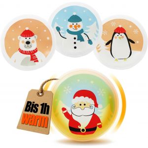 JGD-&reg; 4X Chauffe-Mains r&eacute;utilisables &iquest; Coussins Chauffants de Poche au Design Hivernal &iquest; adorables Motifs de No&euml;l (04 pi&egrave;ces - Motifs hivernaux color&eacute;s) - Neuf