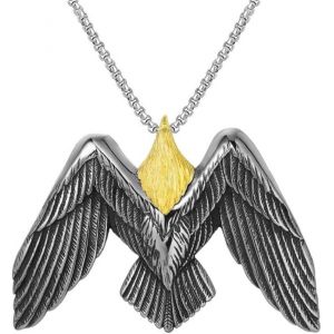 Kal-Collier Faucon Pour Hommes, Collier Hip Hop Aigle Volant, Collier Pendentif T&ecirc;te D'aigle Viking Nordique Avec Cha&icirc;ne De 23,6 Pouces, Pendentif Aigle Chauve Punk Rock En Acier Inoxydable - Neuf