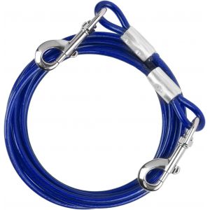 10 M Laisse Pour Animaux De Compagnie, 6mm, Jusqu'&agrave; 250 Kg, C&acirc;ble D'attache Chiens Petite Medium Grande Anti-Morsure, Cha&icirc;ne S&eacute;curit&eacute; Longe Chien Avec Crochet Pivotant Pour Ext&eacute;rieur (Bleu, 10m) - Neuf