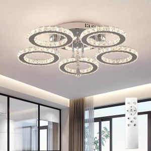 Ulteronixshop-Plafonnier Led Moderne En Cristal &iquest; Lustre En Cristal Semi-Encastr&eacute; &Agrave; Intensit&eacute; Variable Pour Salon &iquest; Plafonnier &Agrave; 5 Anneaux Pour Chambre &Agrave; Coucher, Cuisine, Lustre Led - Neuf
