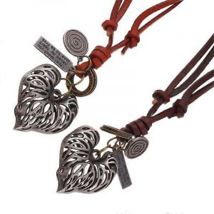 Qingwen Rétro Artistique Corde Pêche Coeur Pendentif Collier Pull Chaîne Long Collier À La Mode Tous Match Bijoux - Neuf