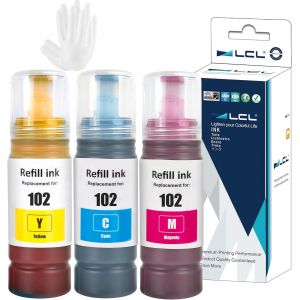 102 Encre Compatible Avec Epson 102 Bouteille D'Encre Multipack Compatible Pour Epson Ecotank Et-2700 Et-2750 Et-2751 Et-2756 Et-2850 Et-2856 Et-3700 Et-3750 Et-4750 Et-4850 Et-4856 (3-Pack,C M Y) - Neuf