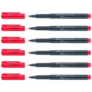 Faber-Castell Lot De 6 Marqueurs Neon Fluo 1,5mm Couleur Rouge - Neuf