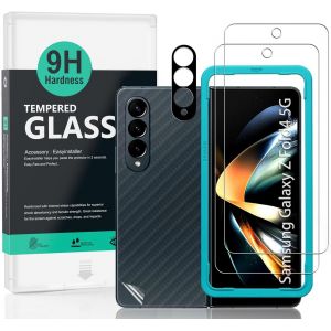 JGD-Protecteur d'&eacute;cran pour Samsung Galaxy Z Fold4 5G(6.2""),avec 2 pi&egrave;ces en verre tremp&eacute;,1 protection d'objectif d'appareil photo,1 film en fibre de carbone[pas de bulles] - Neuf