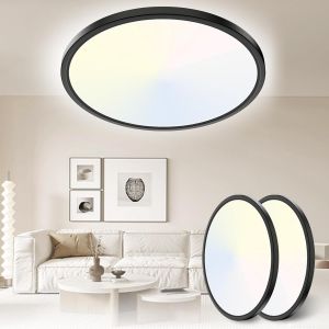 Kal-30cm Plafonnier Led 24w 3200lm 6000k,4000k,3000k, Ip54 Etanche Plafonnier Salle De Bain, Lampe De Plafond Rond, Luminaire Plafonnier Moderne Pour Chambre À Coucher Salon Cuisine Bureau Balcon - Neuf
