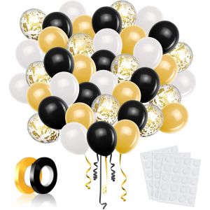 60-Piece Black White Gold Balloon Helium Balloon Arch Kit 12 Inch Birthday Latex Inflatable Balloons For Girl Boy Child Wedding Birthday Party Graduation Baby Shower Decoration - Neuf